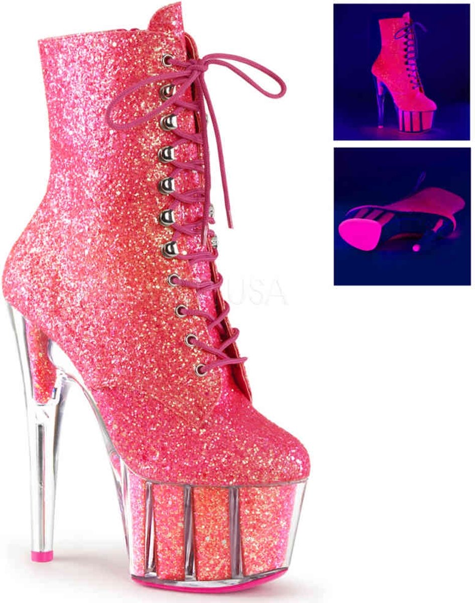 EU 37 = US 7 | ADORE-1020G | 7 Heel, 2 3/4 PF Glitter Ankle Boot